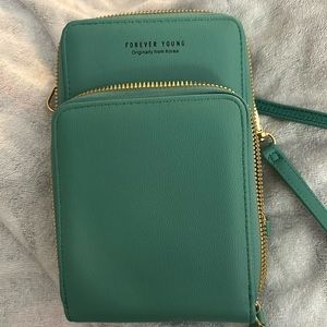 Forever young blue mini purse with 3 zipper compartments